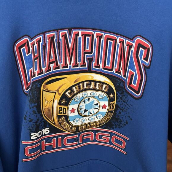 Chicago Cubs Hoodie 2016 Sweatshirt Men XL World Champions Ring Blue - Picture 2 of 6